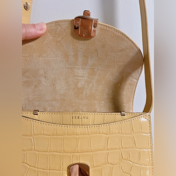 Sezane Claude Buttercup Crocodile Print Bag - Picture 6 of 9